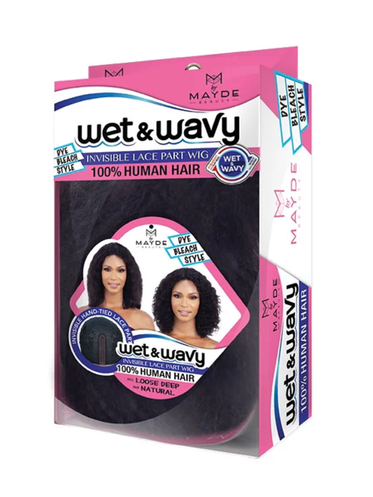 MAYDE WET & WAVY INVISIBLE LACE PART 100% Human Hair Wig - LOOSE DEEP Natural